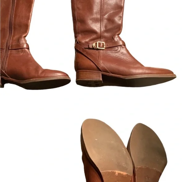 Tory Burch Calista Tall Riding Boots Womens 8.5 M brown Leather Equestrian